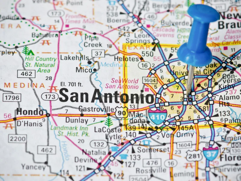 Image representing the San Antonio area and other cities around the region.