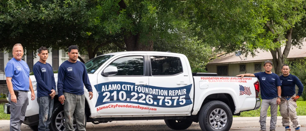 An image showing the experienced Alamo City Foundation Repair concrete leveling team in San Antonio.